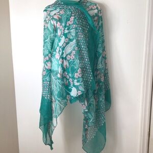 Parr’s New Zealand linen scarf women turquoise blue green